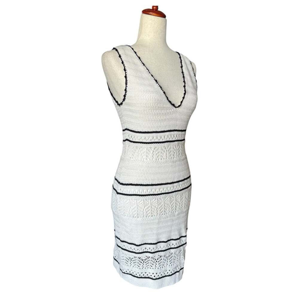 Abercrombie & Fitch White Crochet Knit Mini Dress Bodycon Sleeveless Lined XS - Picture 5 of 12